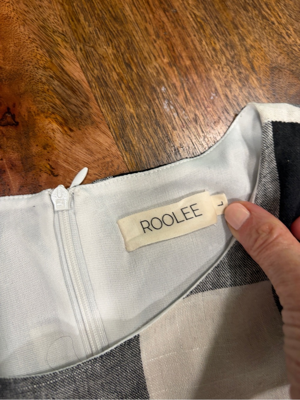 Roolee Black & White Gingham Check Short Sleeve Cotton Blend Midi Dress Size L - Picture 5 of 15